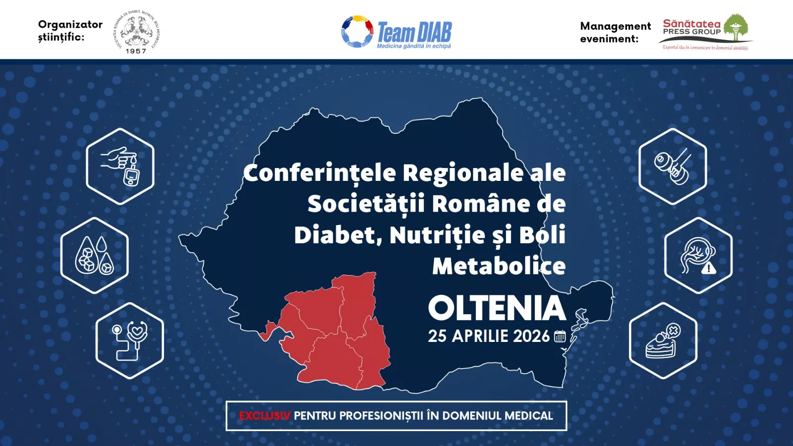 Societatea Română de Diabet, Nutriție și Boli Metabolice organizează, sâmbătă, Conferința Regională SRDNBM – Oltenia