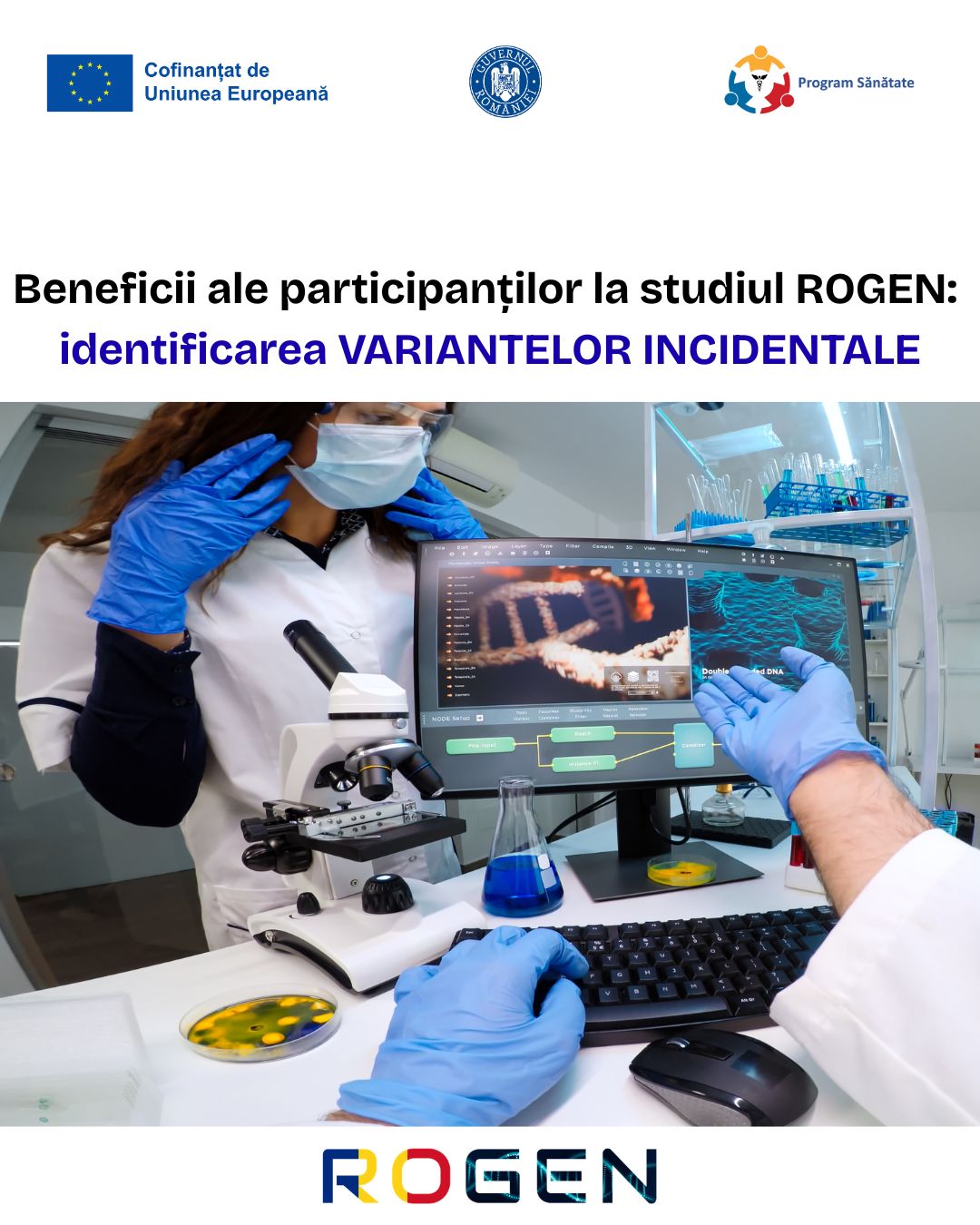 ROGEN: Variantele genetice incidentale identificate prin secvențiere genomică pot sprijini prevenția și monitorizarea medicală