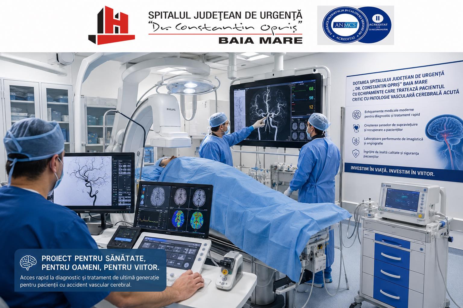 Spitalul Județean Baia Mare lansează un proiect de 22,9 milioane lei pentru dotarea secției de neurologie și tratarea pacienților cu AVC acut