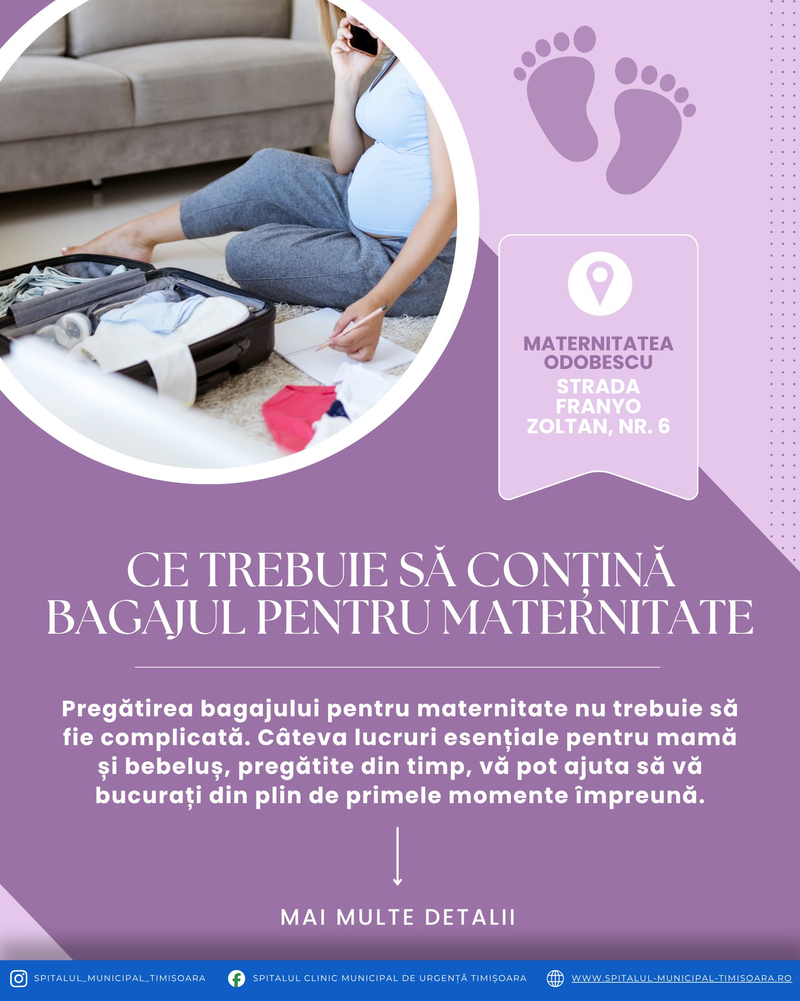 Spitalul Clinic Municipal de Urgență Timișoara: Recomandări pentru viitoarele mămici cu tot ce trebuie pus în bagajul pentru maternitate la Timișoara