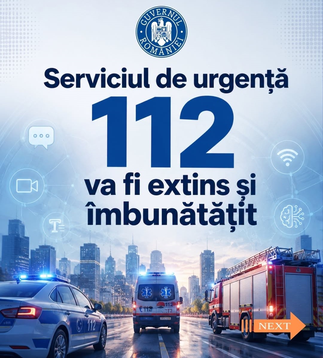 Guvern: Serviciul de urgență 112 va fi extins și îmbunătățit cu noi soluții și servicii IT&C
