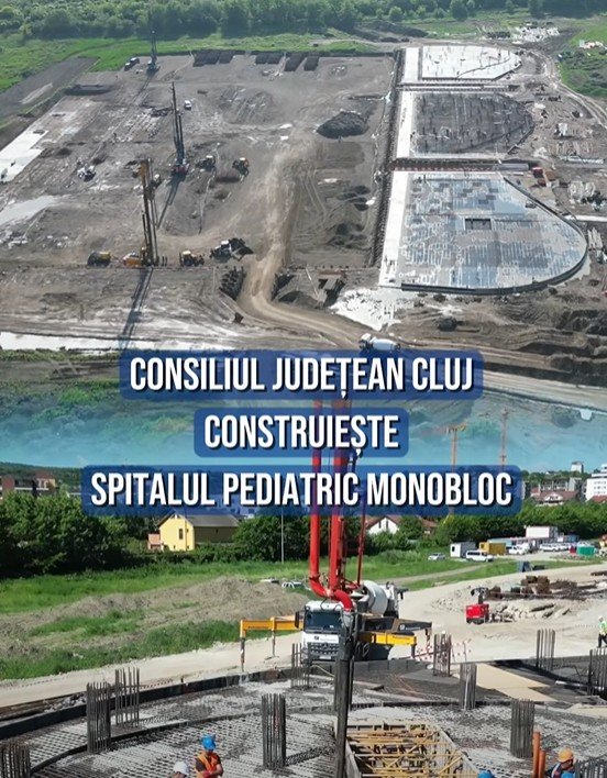 Spitalul Pediatric Monobloc din Cluj a finalizat lucrările la fundații și intră într-o nouă etapă de construcție