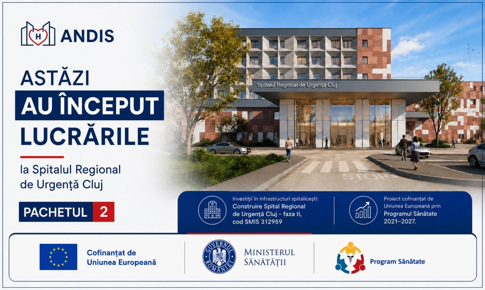 Lucrările de construcţie ale Spitalului Regional de Urgenţă Cluj intră în etapa de execuţie a clădirii