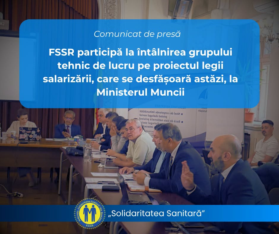 FSSR participă la întâlnirea grupului tehnic de lucru pe proiectul legii salarizării, care se desfășoară astăzi, la Ministerul Muncii