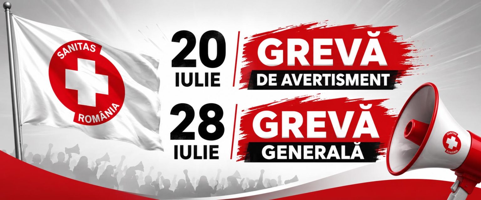 Federația SANITAS declanșează greva de avertisment în 20 iulie și greva generală pe termen nelimitat din 28 iulie