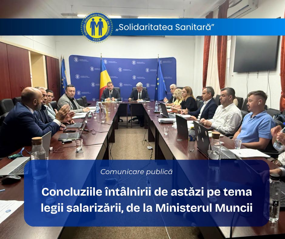 Federația „Solidaritatea Sanitară” anunță progrese în ceea ce privește sporurile și salarizarea personalului medical în noua lege a salarizării
