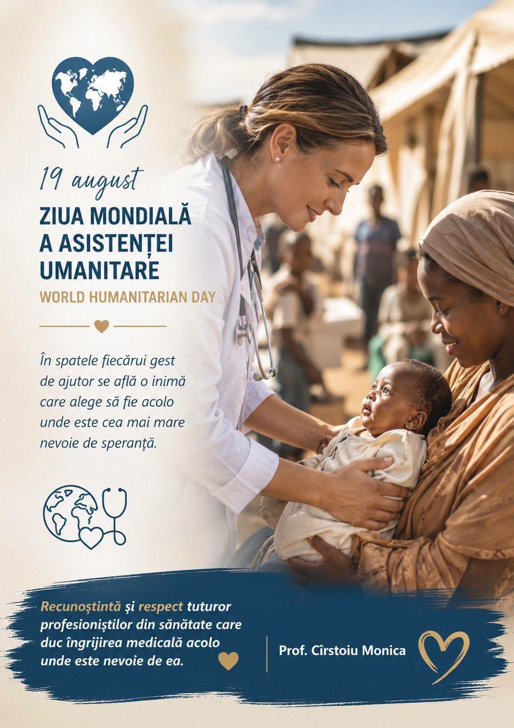 Prof. univ. dr. Cîrstoiu Monica: Astăzi, gândul meu se îndreaptă către medicii și profesioniștii din sănătate care aleg să meargă acolo unde este cea mai mare nevoie de ei