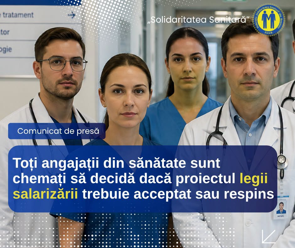 FSSR: Angajații din sănătate, chemați să decidă asupra proiectului legii salarizării