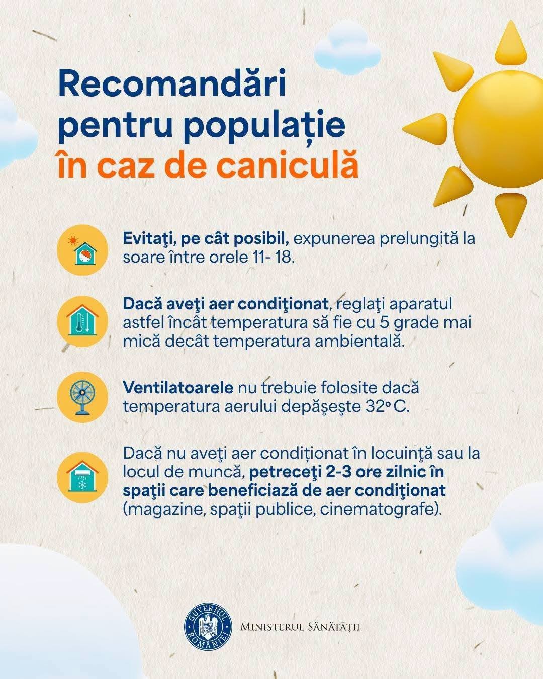 Ministerul Sănătăţii activează planurile pentru caniculă şi solicită DSP, ambulanţelor şi UPU aplicarea măsurilor de protecţie