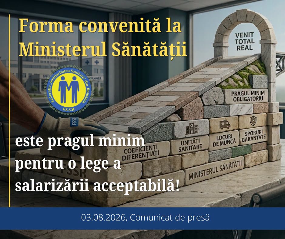 FSSR: Forma convenită la Ministerul Sănătății este pragul minim pentru o lege a salarizării acceptabilă!