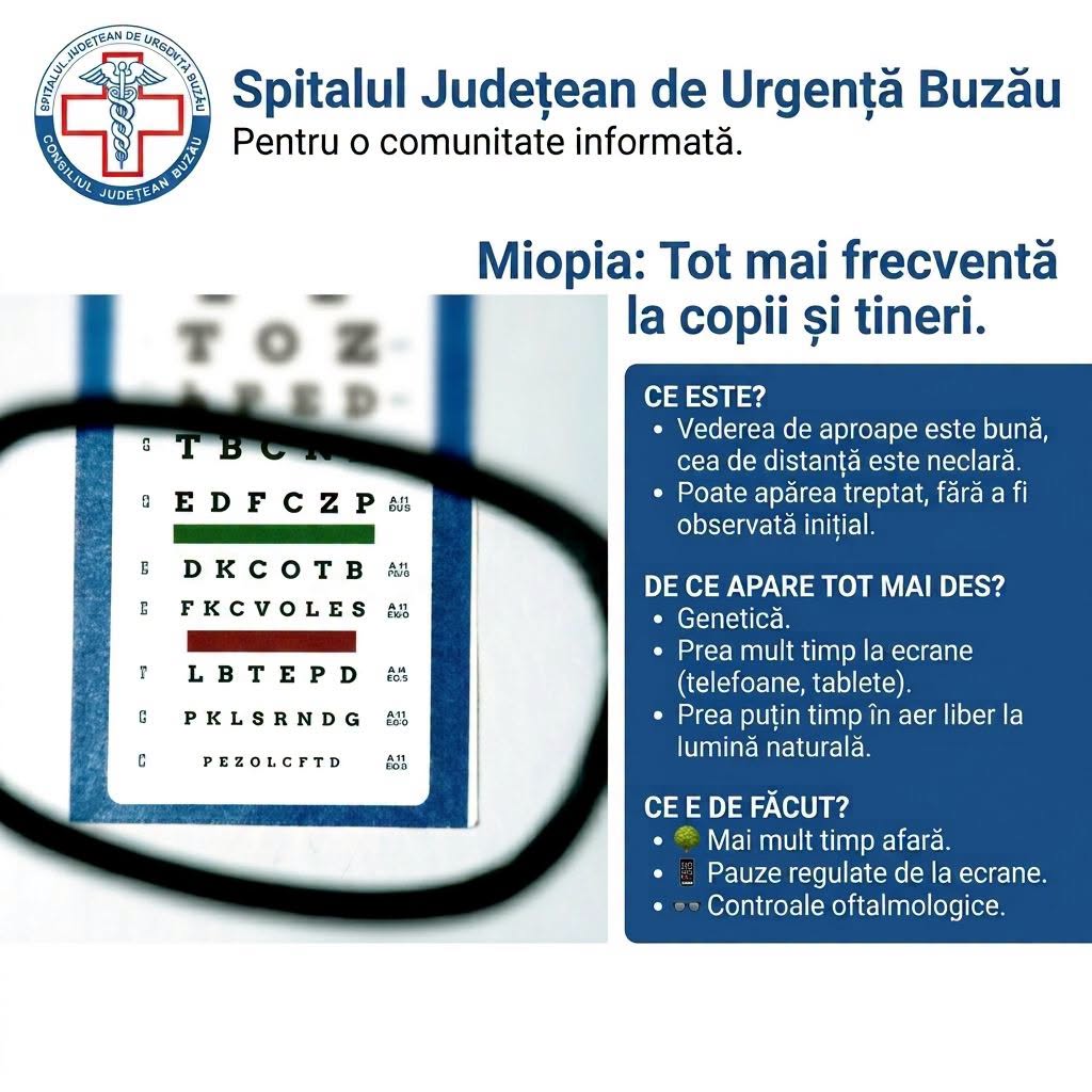 Miopia devine tot mai frecventă la copii și adolescenți, atrag atenția reprezentanții SJU Buzău