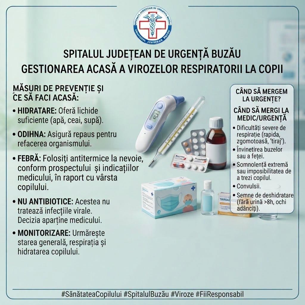 SJU Buzău: Un copil trebuie consultat de medic atunci când febra persistă sau reapare