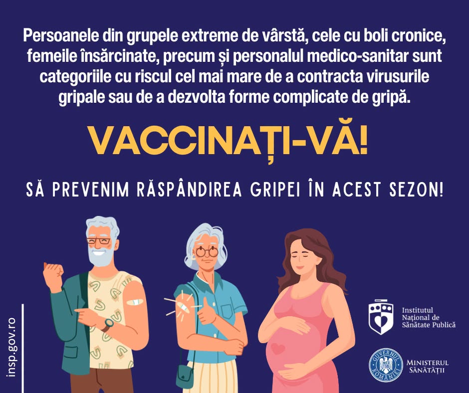INSP: Vaccinarea antigripală este cea mai eficientă metodă prin care vă puteți reduce riscul de a dezvolta forme severe de boală