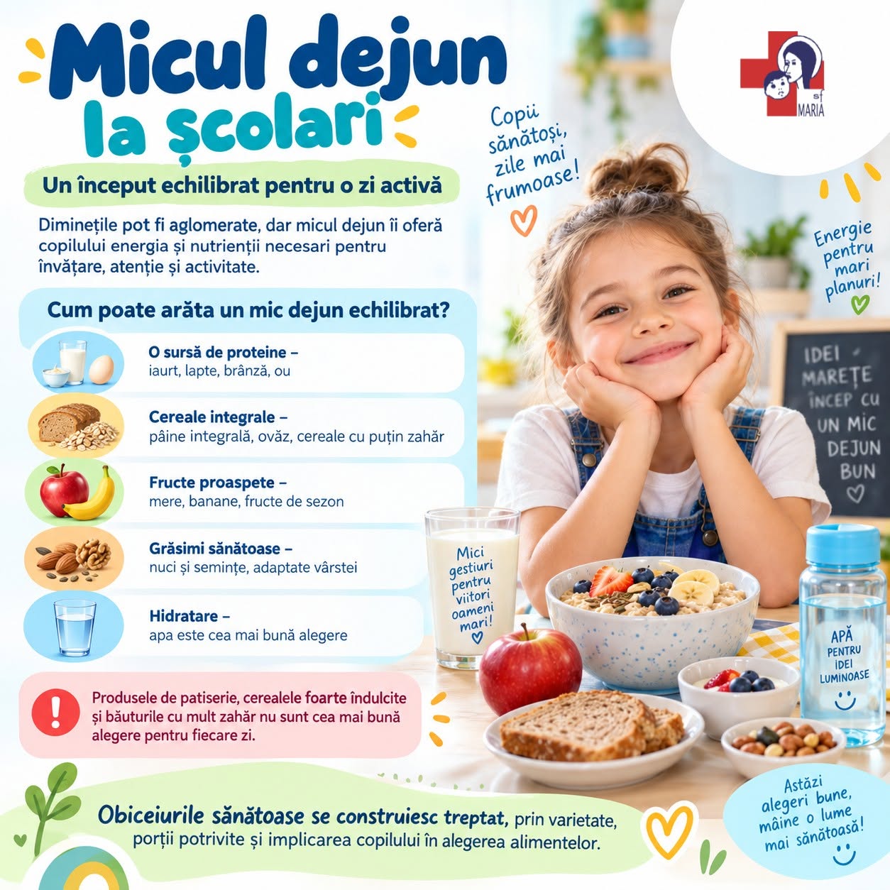 Spitalul „Sfânta Maria” din Iași: Recomandări pentru un mic dejun sănătos al copiilor