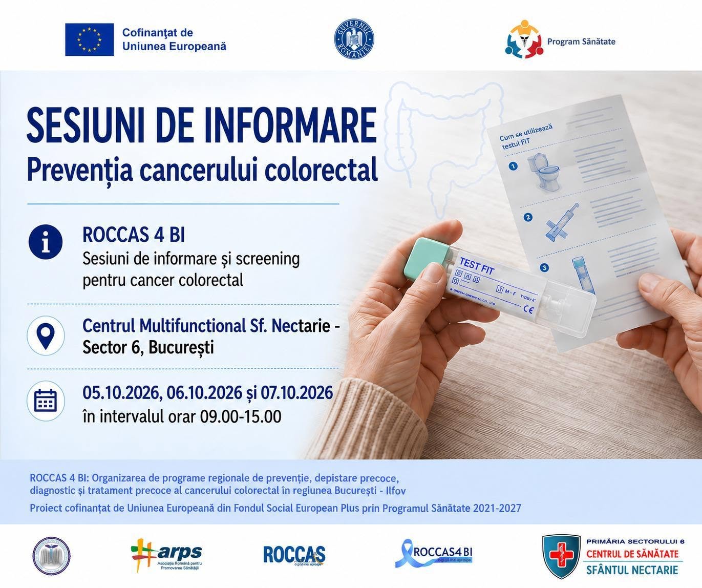Centrul de Sănătate „Sfântul Nectarie”: Screening gratuit pentru cancerul colorectal pentru persoane vulnerabile din București și Ilfov