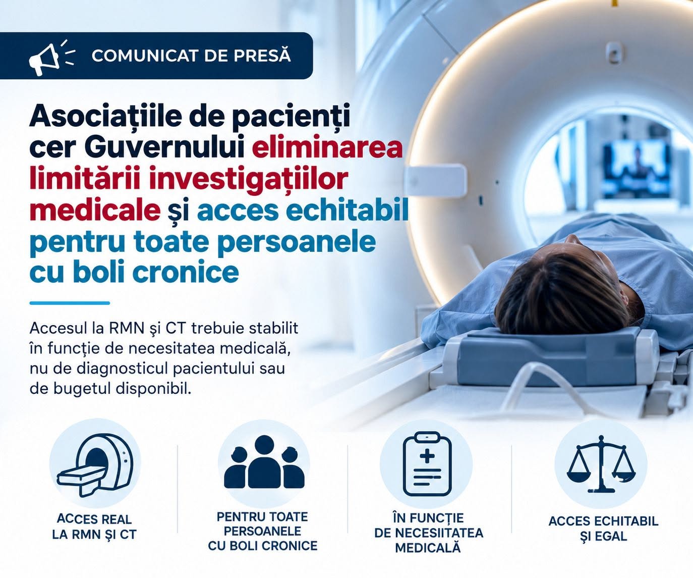 Asociațiile de pacienți cer Guvernului eliminarea limitării investigațiilor medicale și acces echitabil pentru toate persoanele cu boli cronice