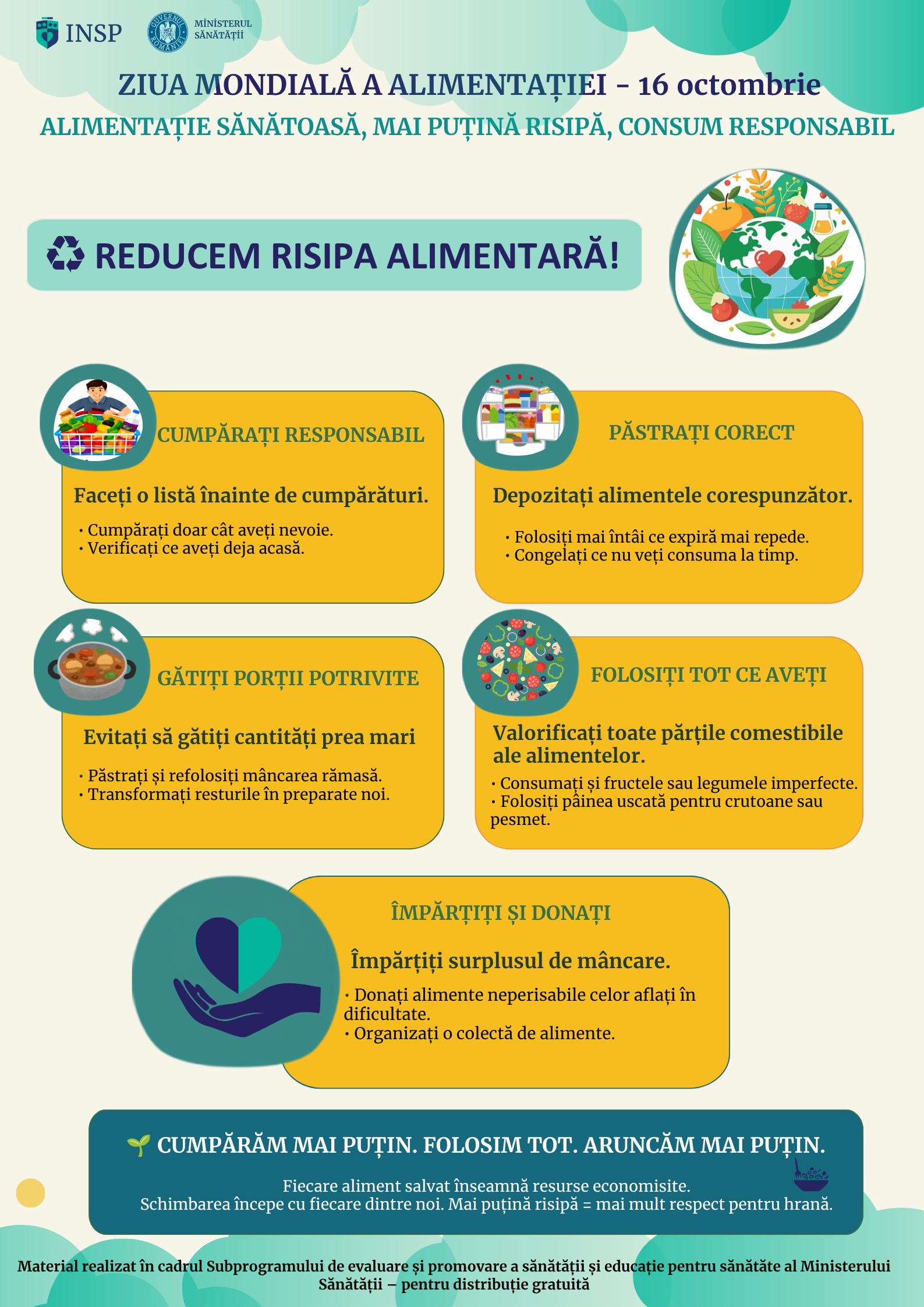 Ziua Mondială a Alimentației: Aproximativ 645 de milioane de persoane din întreaga lume s-au confruntat cu foametea în 2025, avertizează INSP