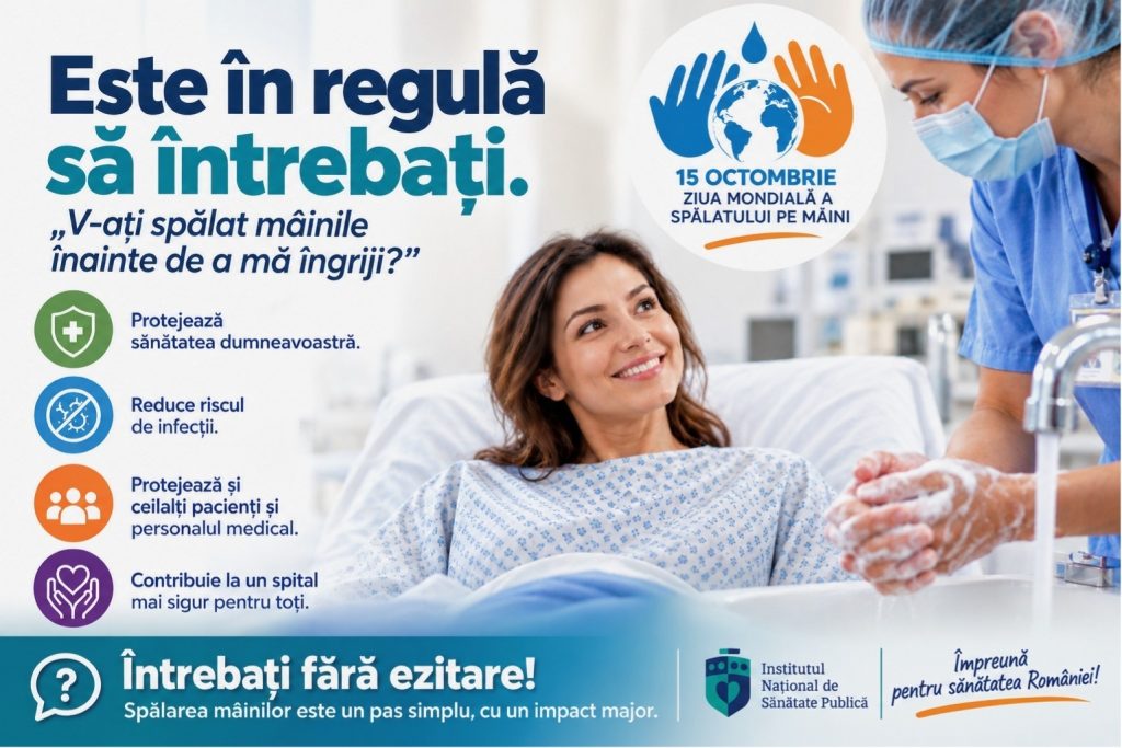 INSP atrage atenția asupra rolului esențial al igienei mâinilor în prevenirea infecțiilor și protejarea sănătății, atât în comunitate, cât și în unitățile sanitare
